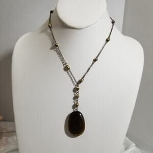 Park Lane vintage bronze chain large oval pendant 1.1957